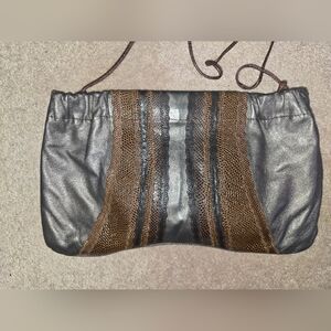 Carlos Falchi Vintage Women's Leather And Snake Clutch With Strap